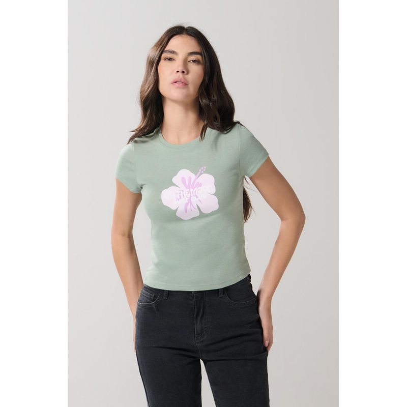 KOAJ - KOAJ Camiseta unicolor manga corta con texto en frente MUJER