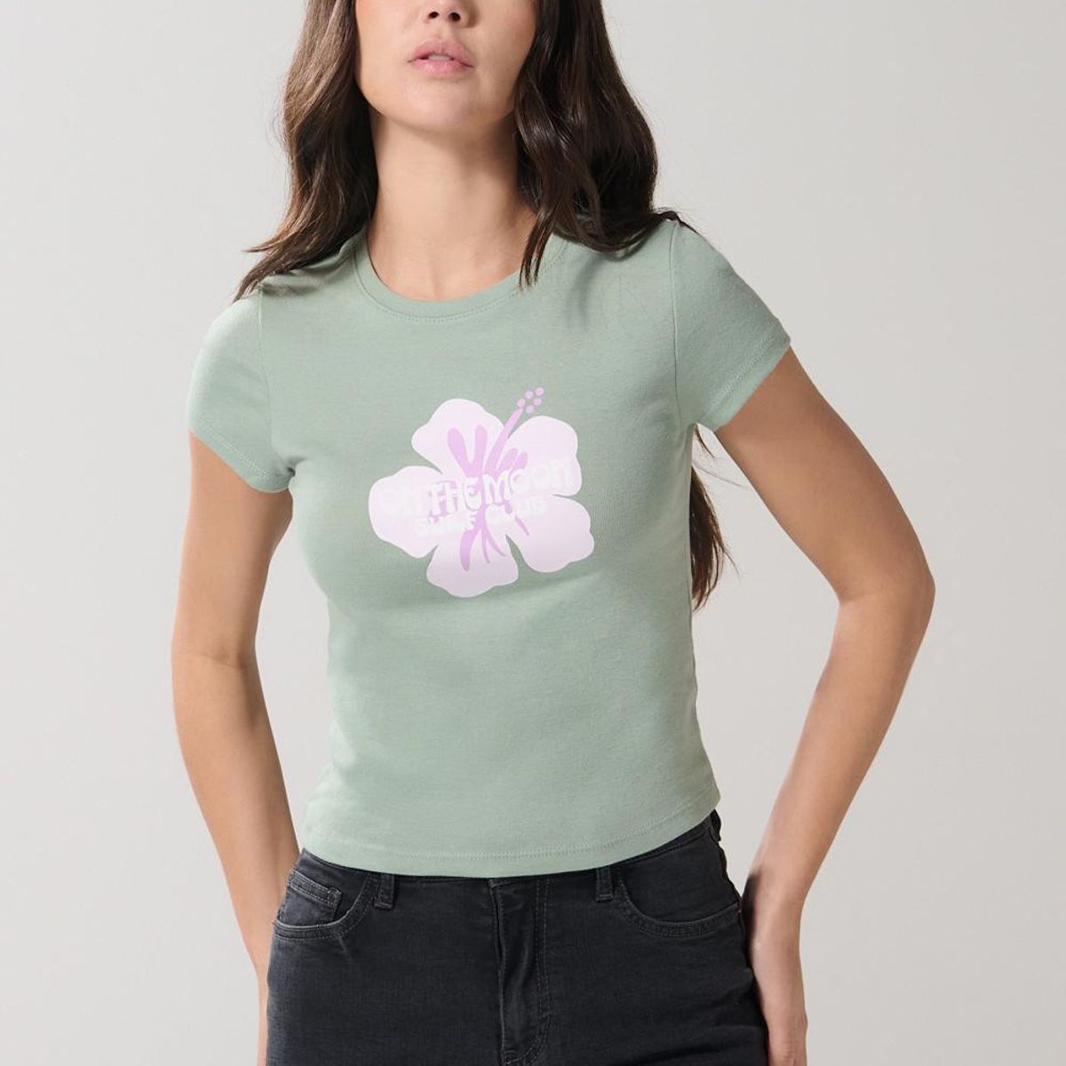 KOAJ - KOAJ Camiseta unicolor manga corta con texto en frente Mujer