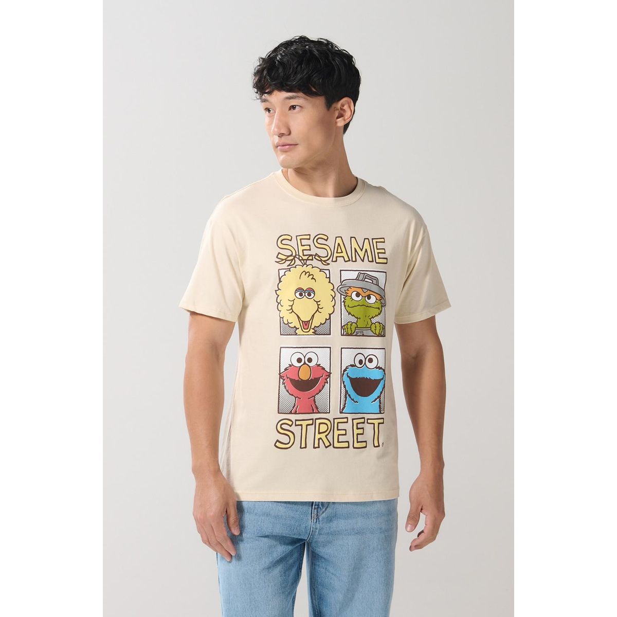 KOAJ - KOAJ Camiseta de Plaza Sésamo kaki clara manga corta Hombre