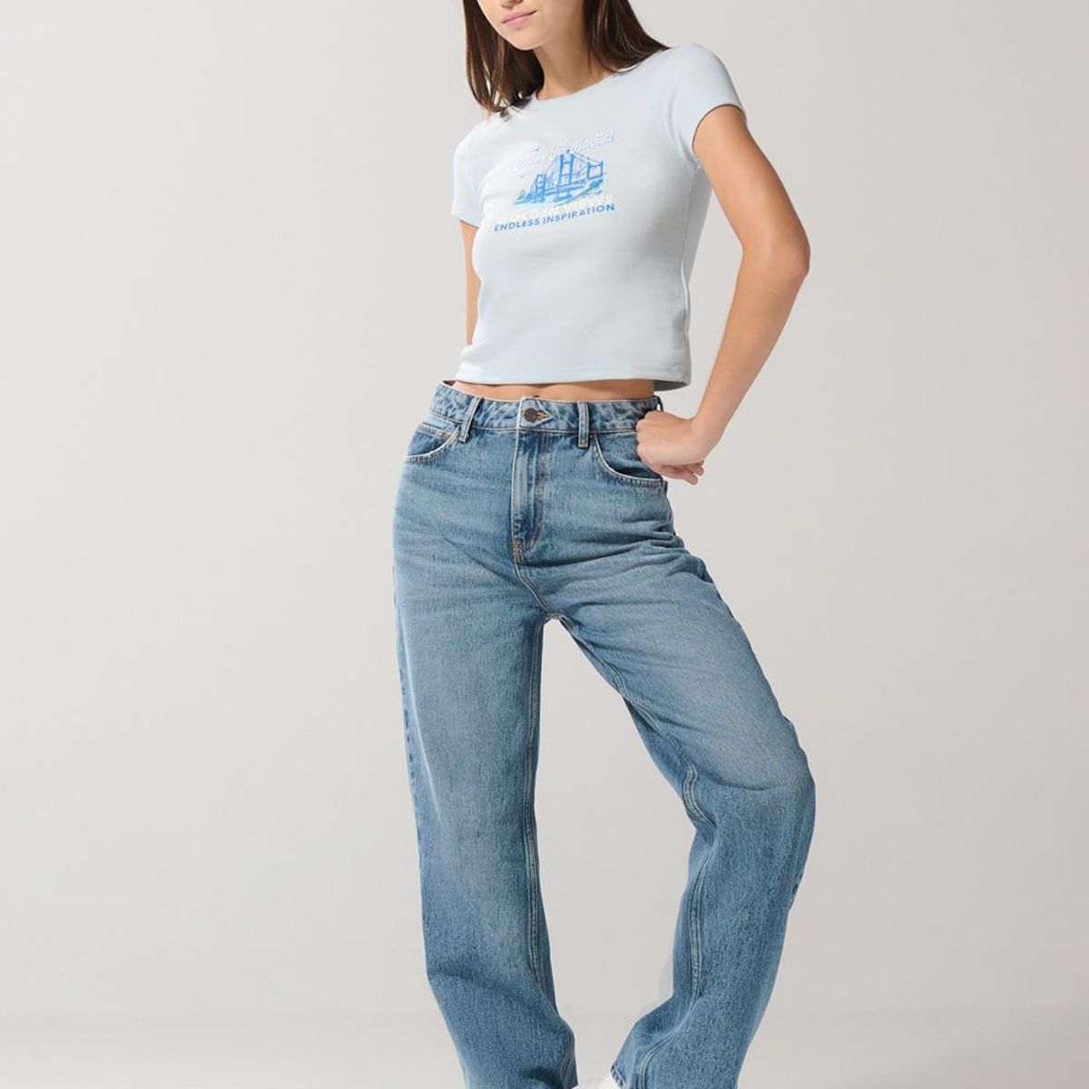 KOAJ - KOAJ Camiseta unicolor con diseño de paisaje y manga corta  Mujer