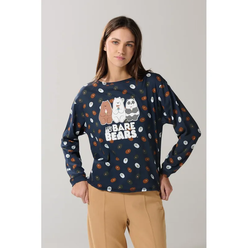 KOAJ - KOAJ Camiseta manga larga azul con diseños de Escandalosos Mujer