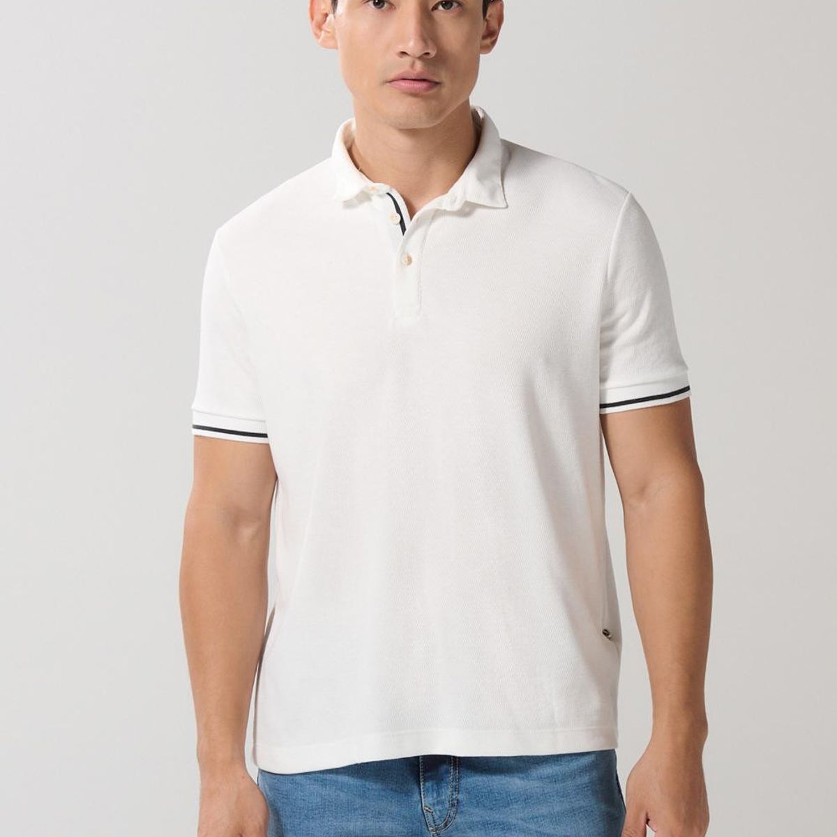 KOAJ - KOAJ Camiseta polo crema con botones y manga corta Hombre