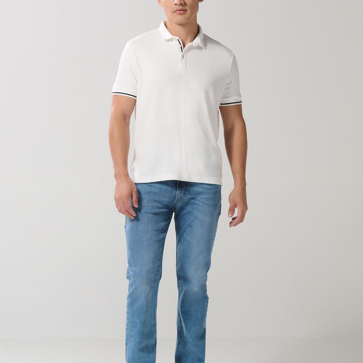 KOAJ - KOAJ Camiseta polo crema con botones y manga corta Hombre