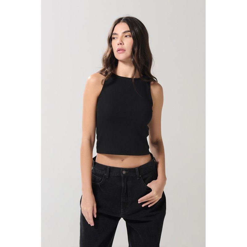 KOAJ - KOAJ Camiseta unicolor manga sisa con texturas de canal Mujer