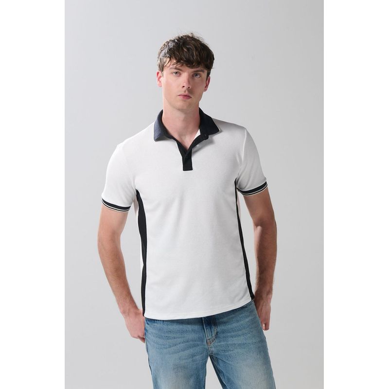 KOAJ - KOAJ Camiseta crema polo con botones y contrastes azules HOMBRE