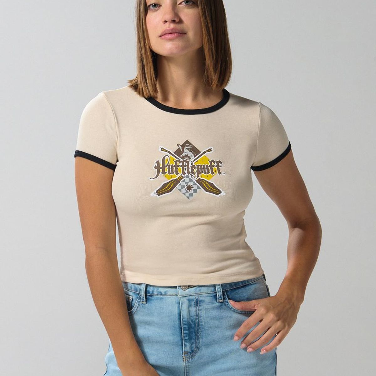 KOAJ - KOAJ Camiseta de Harry Potter en rib kaki con manga corta Mujer