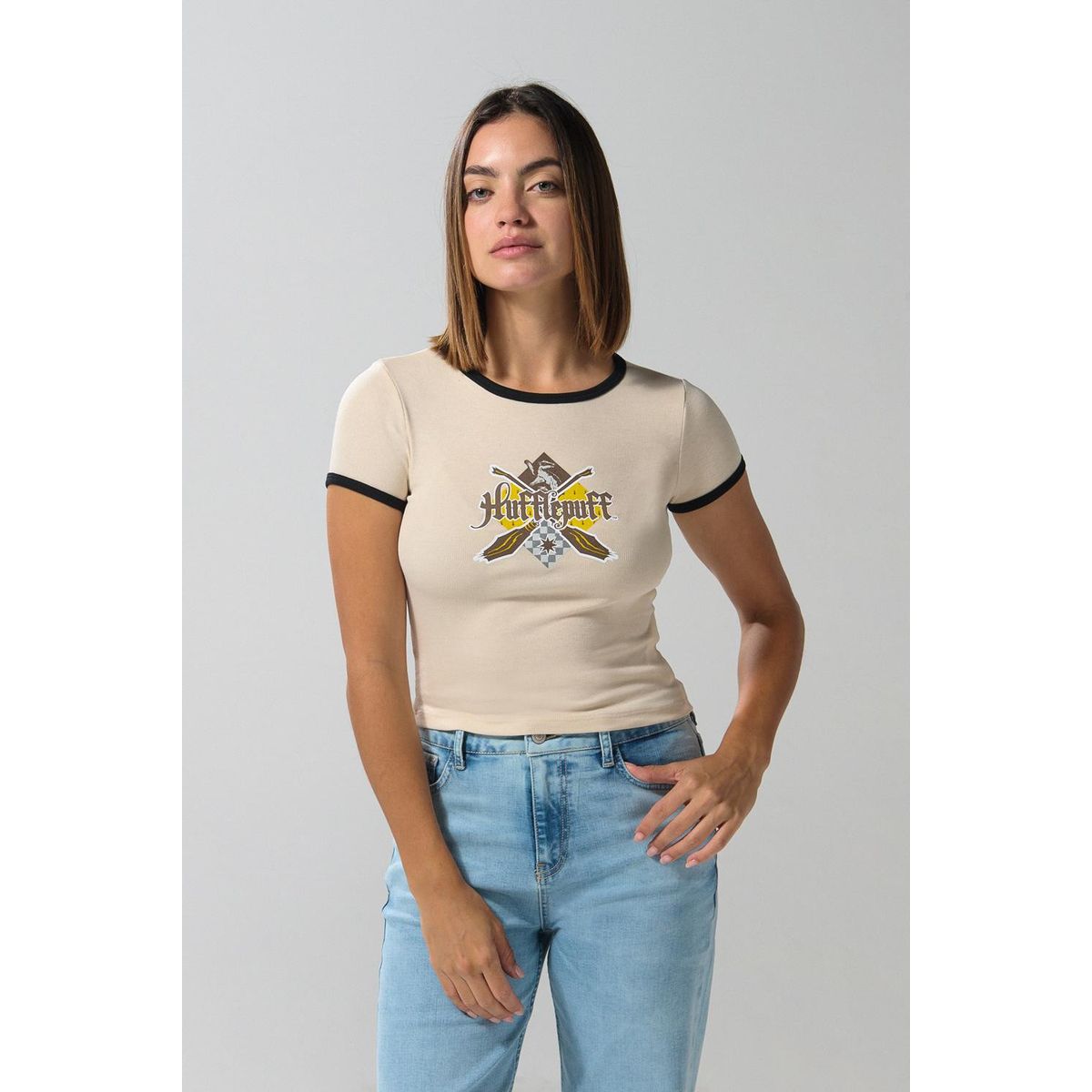KOAJ - KOAJ Camiseta de Harry Potter en rib kaki con manga corta Mujer