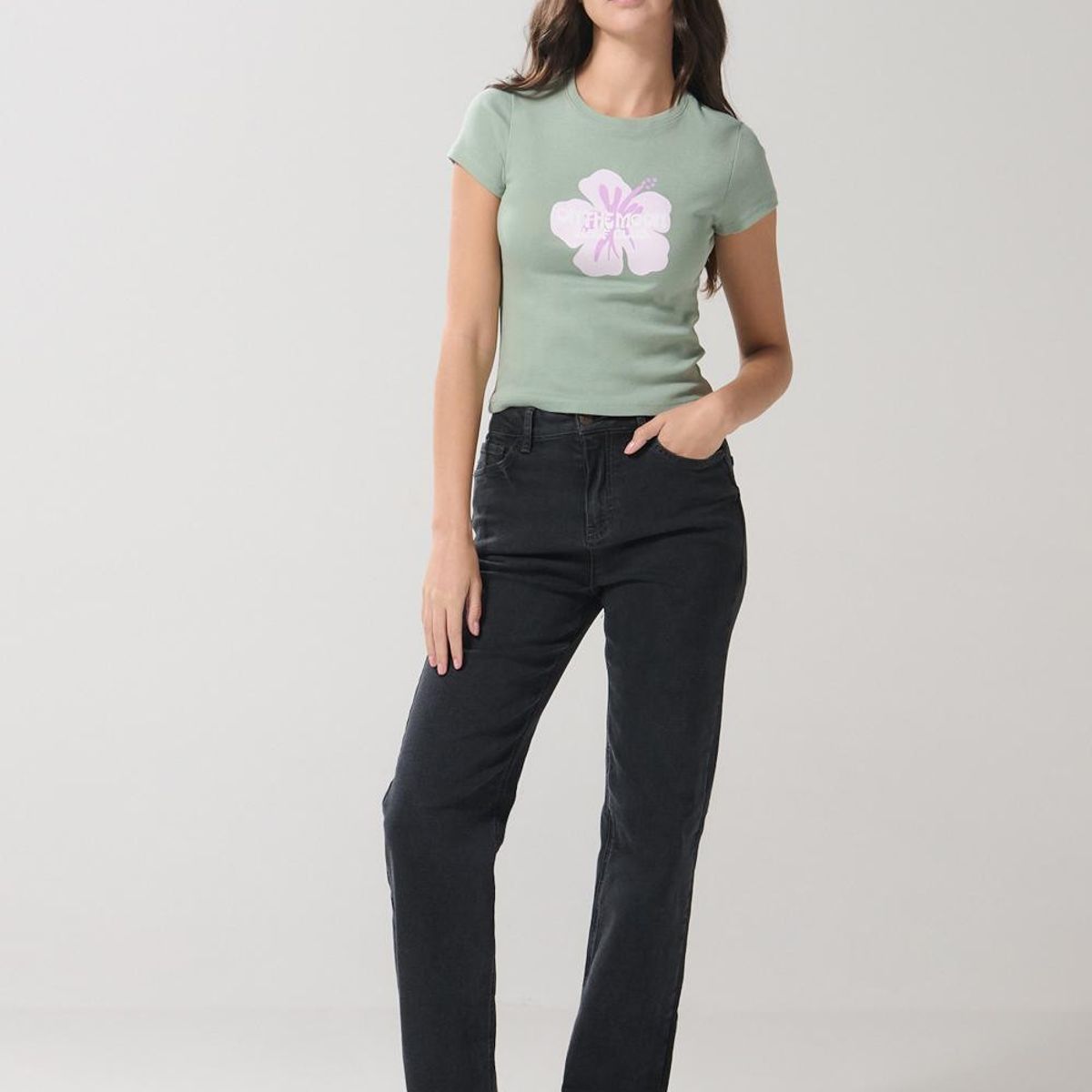 KOAJ - KOAJ Jean tiro alto straight leg azul oscuro con bota recta Mujer