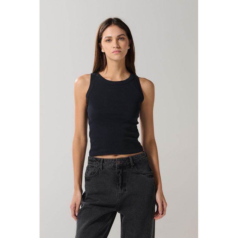 KOAJ - KOAJ Camiseta manga sisa con texturas acanaladas unicolor Mujer