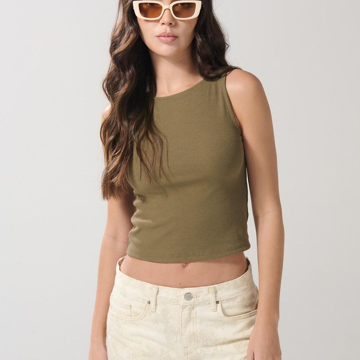 KOAJ - KOAJ Camiseta unicolor manga sisa con texturas de canal Mujer