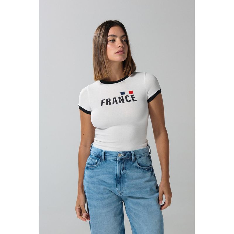 KOAJ - KOAJ Camiseta para mujer manga corta, cuello y puños en colo Mujer