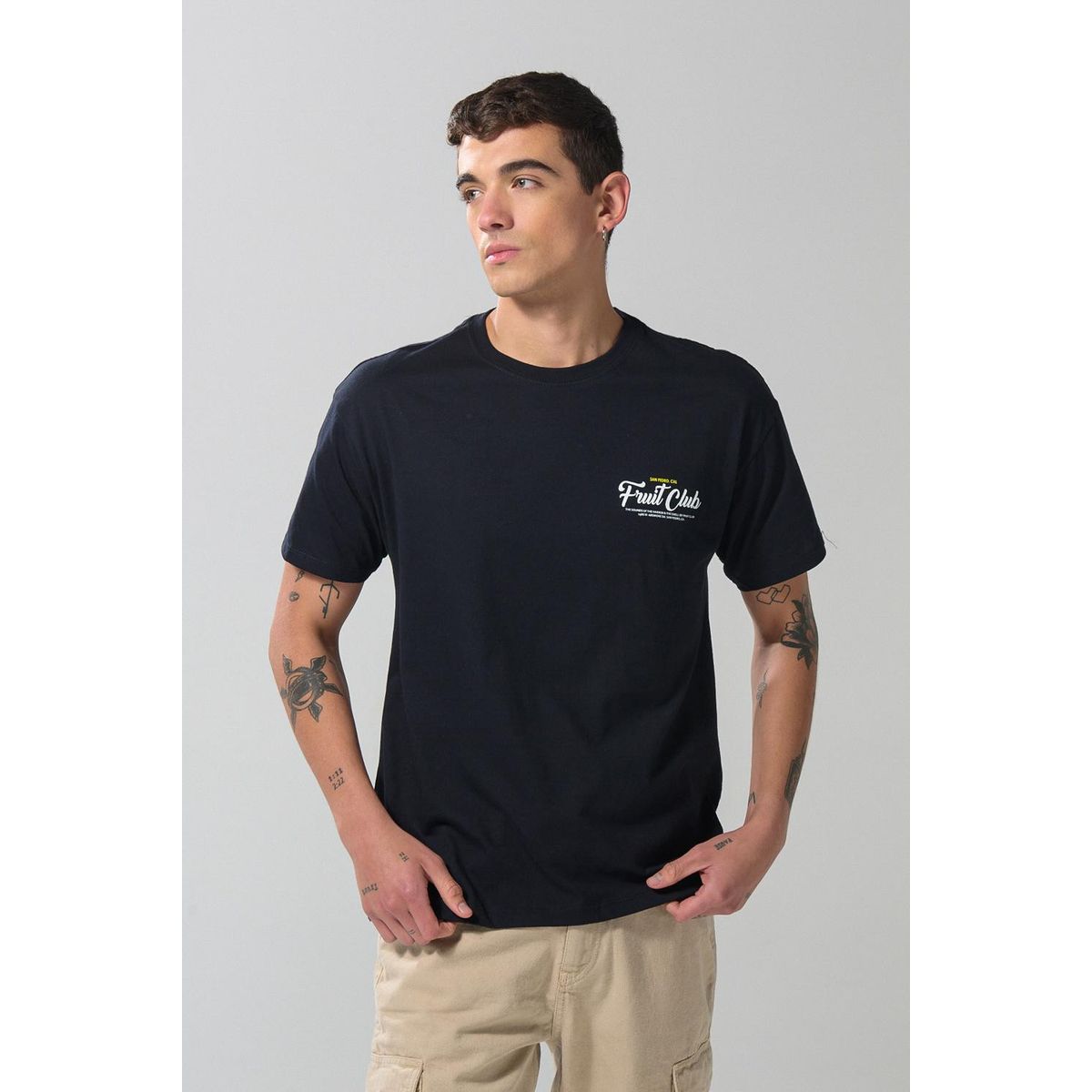 KOAJ - KOAJ Camiseta unicolor manga corta con diseño de fruta Hombre