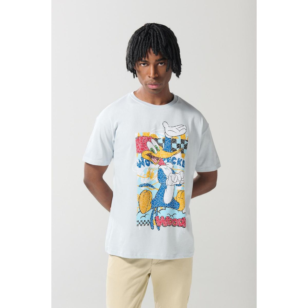 KOAJ - KOAJ Camiseta azul clara manga corta con arte del Pájaro Lo Hombre