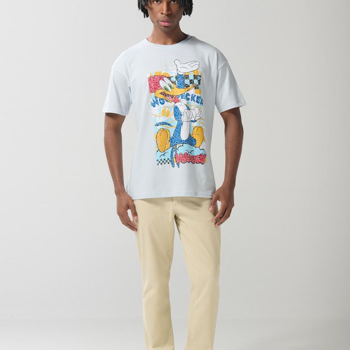 KOAJ - KOAJ Camiseta azul clara manga corta con arte del Pájaro Lo Hombre