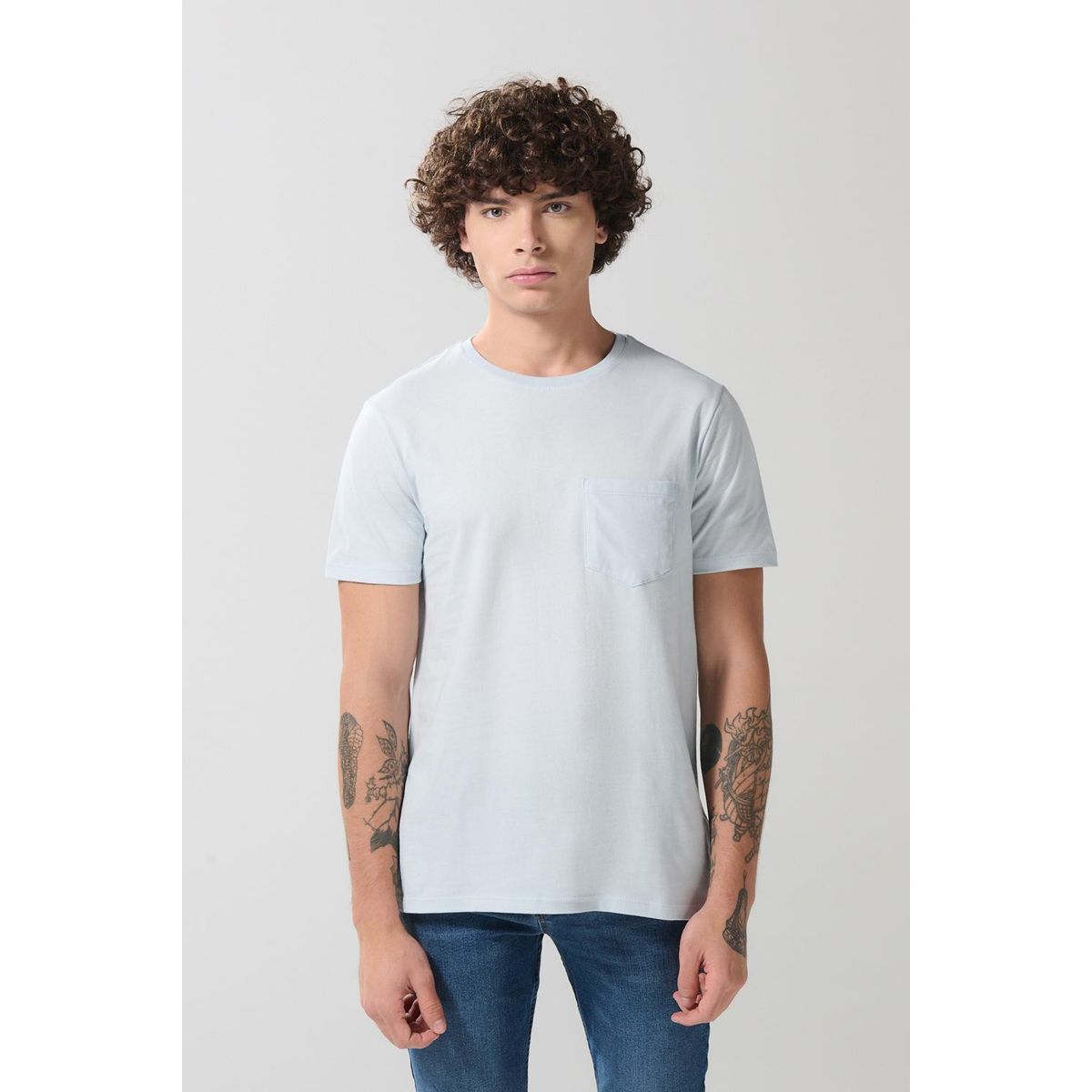 KOAJ - KOAJ Camiseta manga corta unicolor con bolsillo delantero Hombre