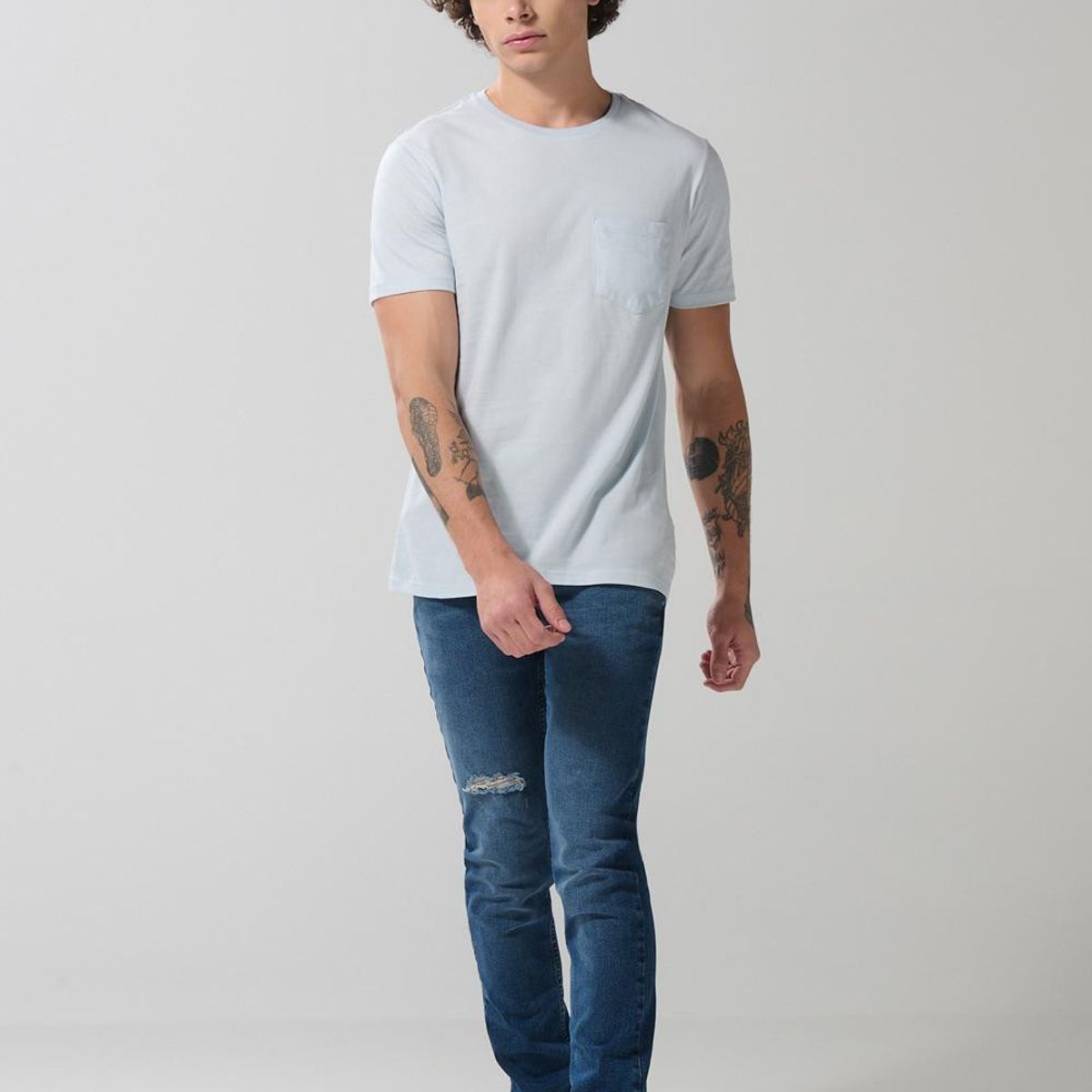 KOAJ - KOAJ Camiseta manga corta unicolor con bolsillo delantero Hombre