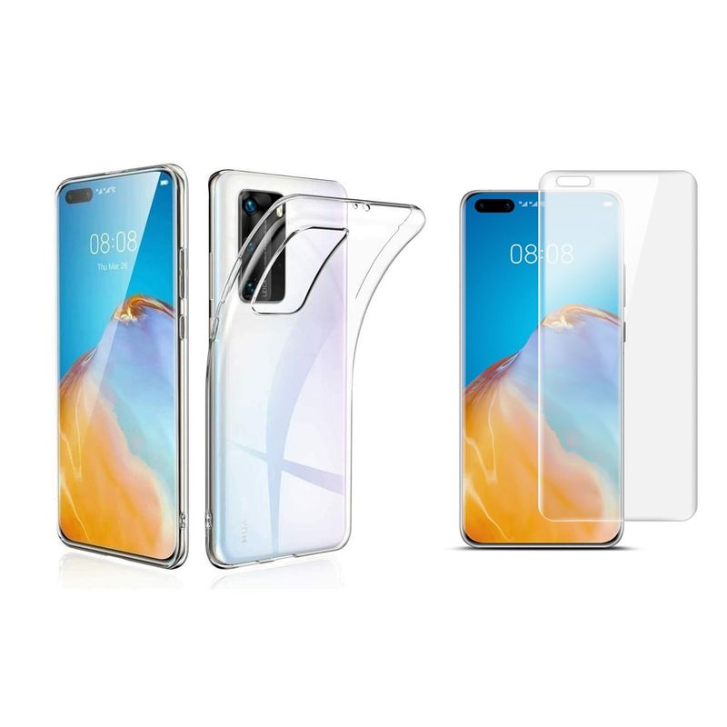 GENERICO - Funda Goma Transparente + Hidrogel HD Para HUAWEI P40 PRO