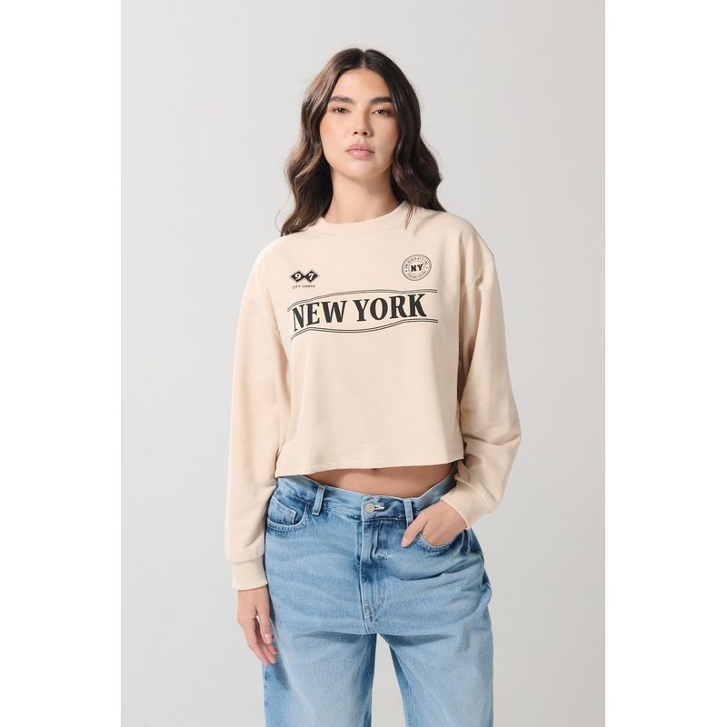 KOAJ - KOAJ Buzo crop top cuello redondo COLOR  para mujer, cuello y  MUJER