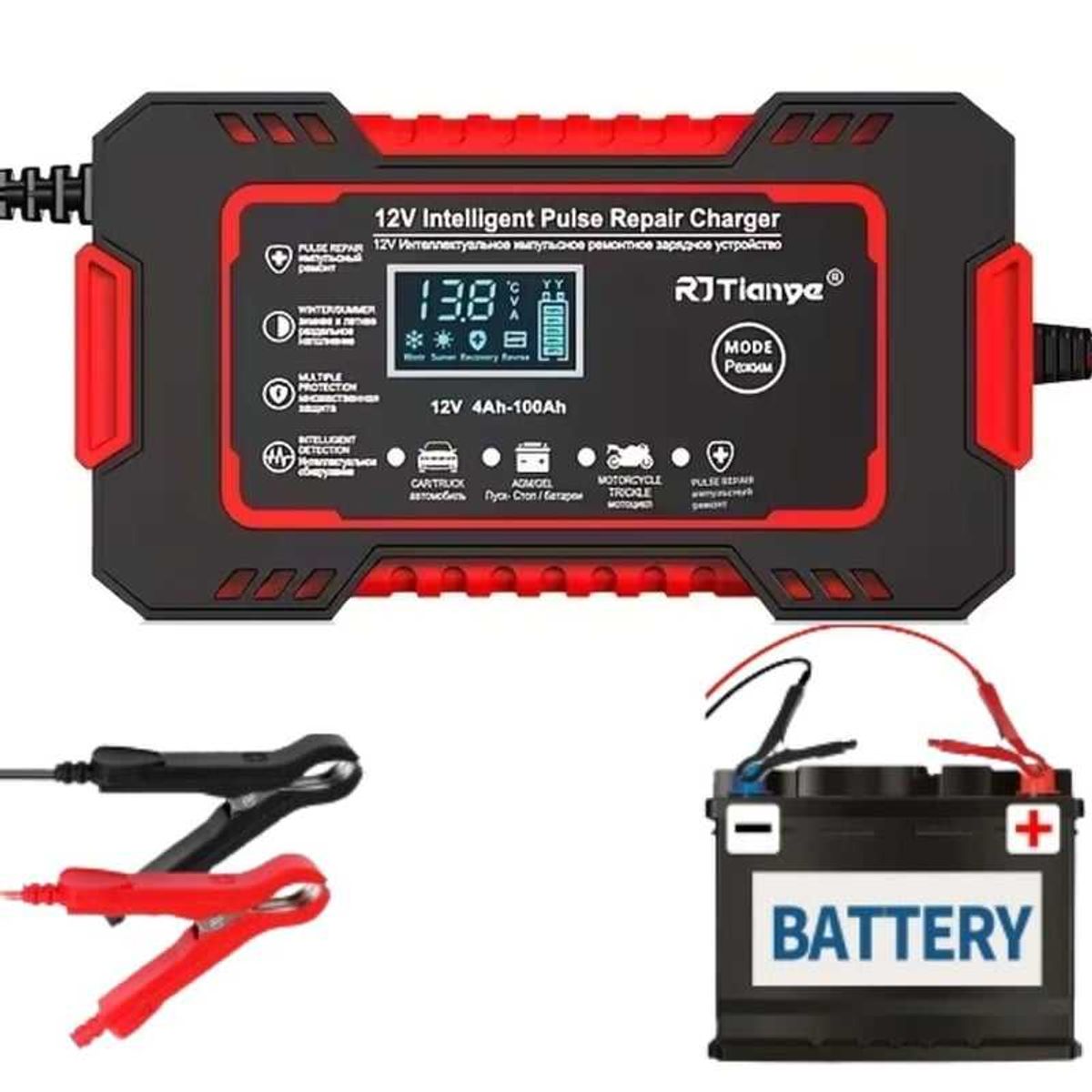 GENERICO - Cargador Baterías Tester 12v Carros Motos Repara