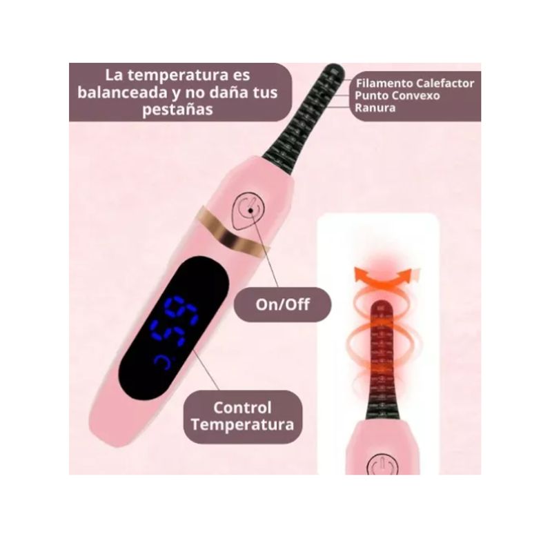 GENERICO - Encrespador De Pestañas Eléctrico Recargable Rosa