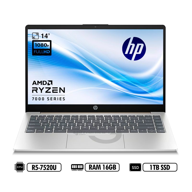 HP - PORTATIL HP 14-em0009la FHD AMD R5-7520U RAM 16GB LPDDR5 1TB SSD