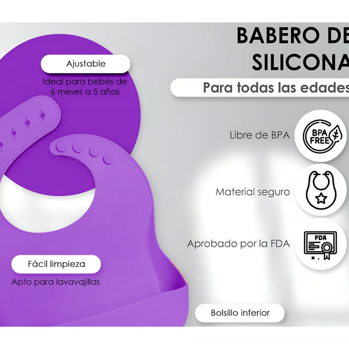 MUNDO BEBE - Kit Alimentación Completo Para Bebes Libre De Bpa morado