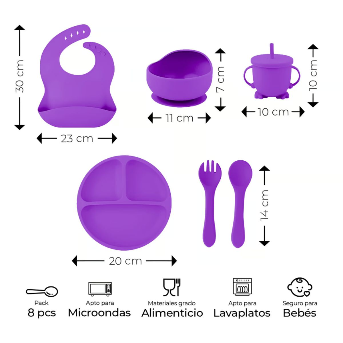 MUNDO BEBE - Kit Alimentación Completo Para Bebes Libre De Bpa morado