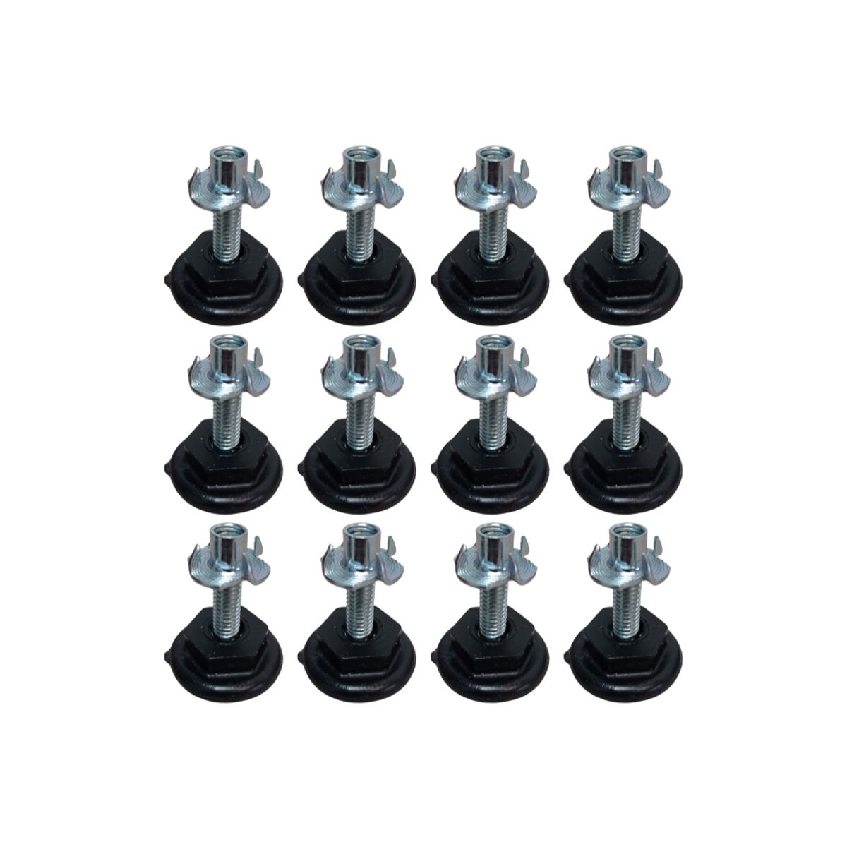 GENERICO - Nivelador Plano Tornillo 3-8 + Tuerca Uña Para Muebles X12und