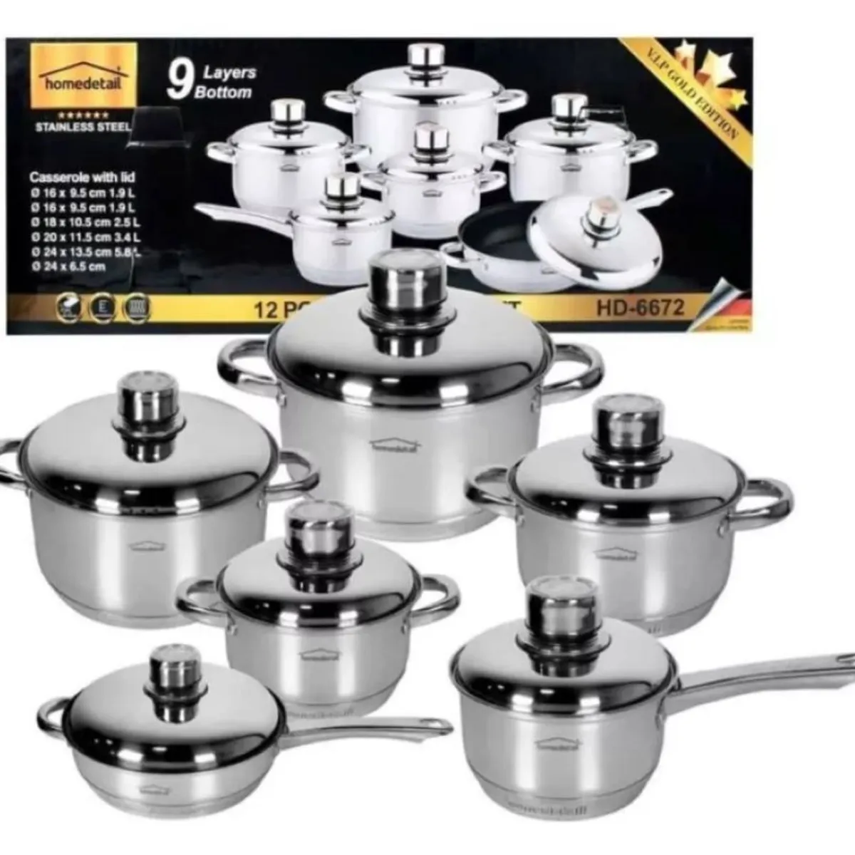 ZHOPI CO - Bateria De Ollas 12 Piezas En Acero Quirurgico Homedetail