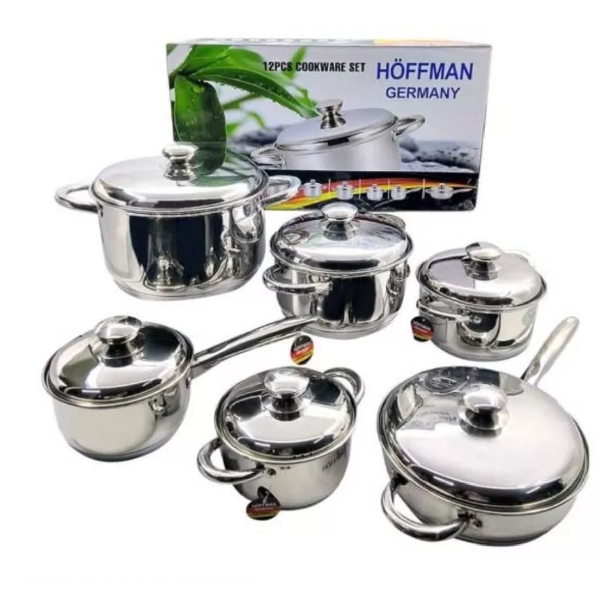 HOFFMANN - Set De Ollas Hoffman 12 Piezas Acero Quirúrgico Inoxidable
