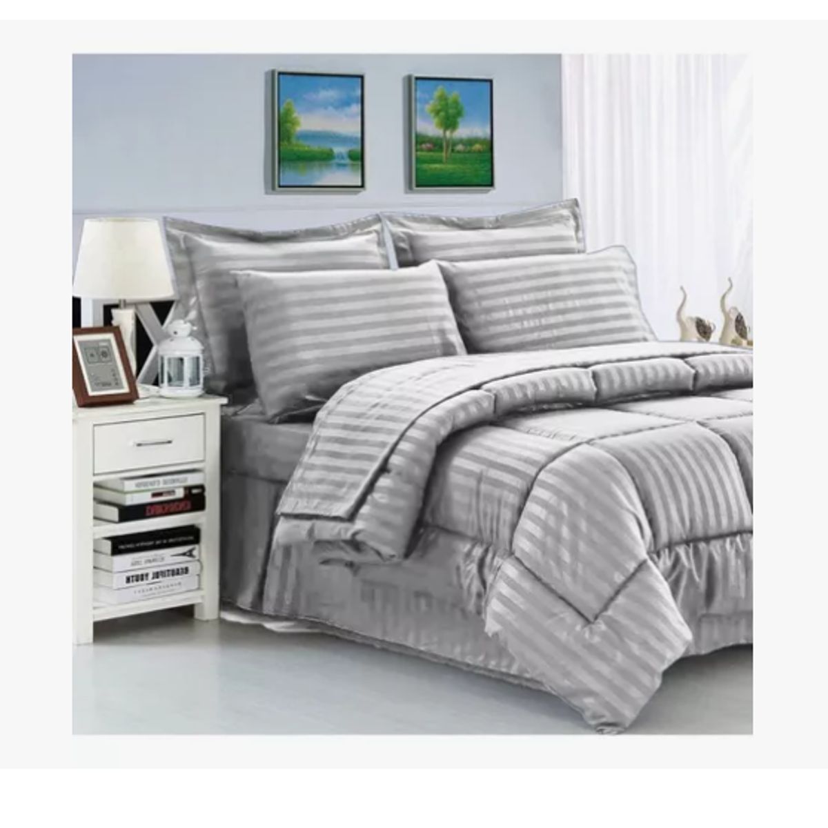 INNOVA - Edredon Cubrelecho Premium Cama Doble Fundas Almohadas Innovo Gris