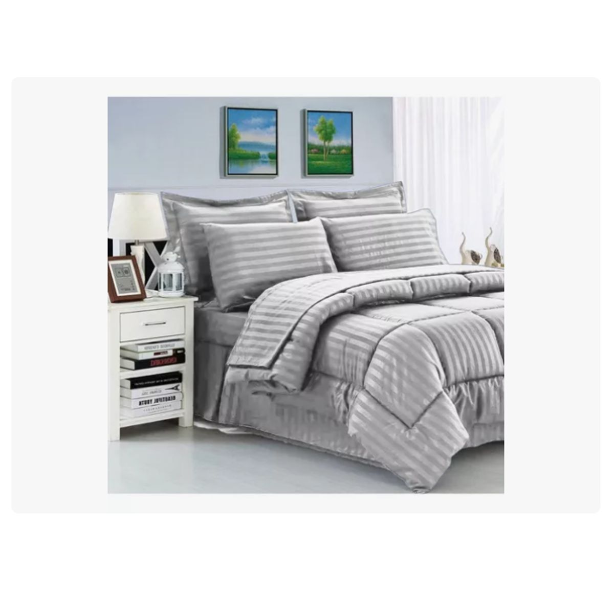 INNOVA - Edredon Cubrelecho Premium Cama Doble Fundas Almohadas Innovo Gris