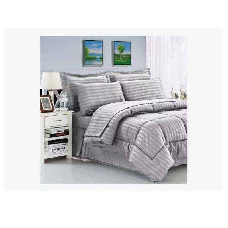 INNOVA - Edredon Cubrelecho Premium Cama Doble Fundas Almohadas Innovo Gris