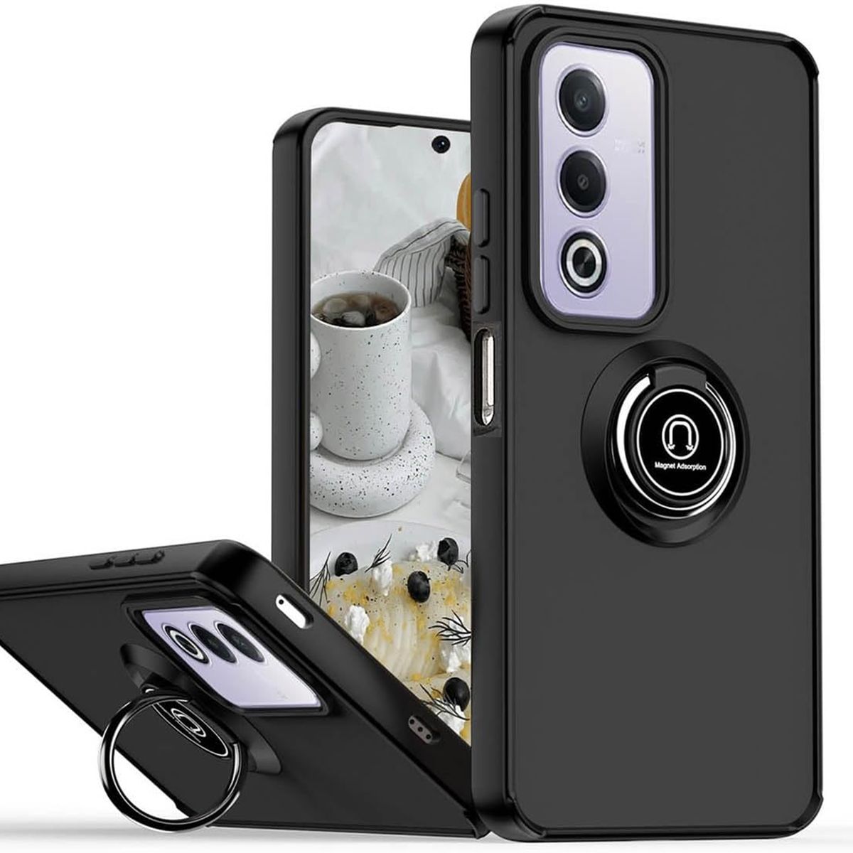 GENERICO - Funda Estuche Mate Con Anillo Compatible Con Oppo A80 5G Negro