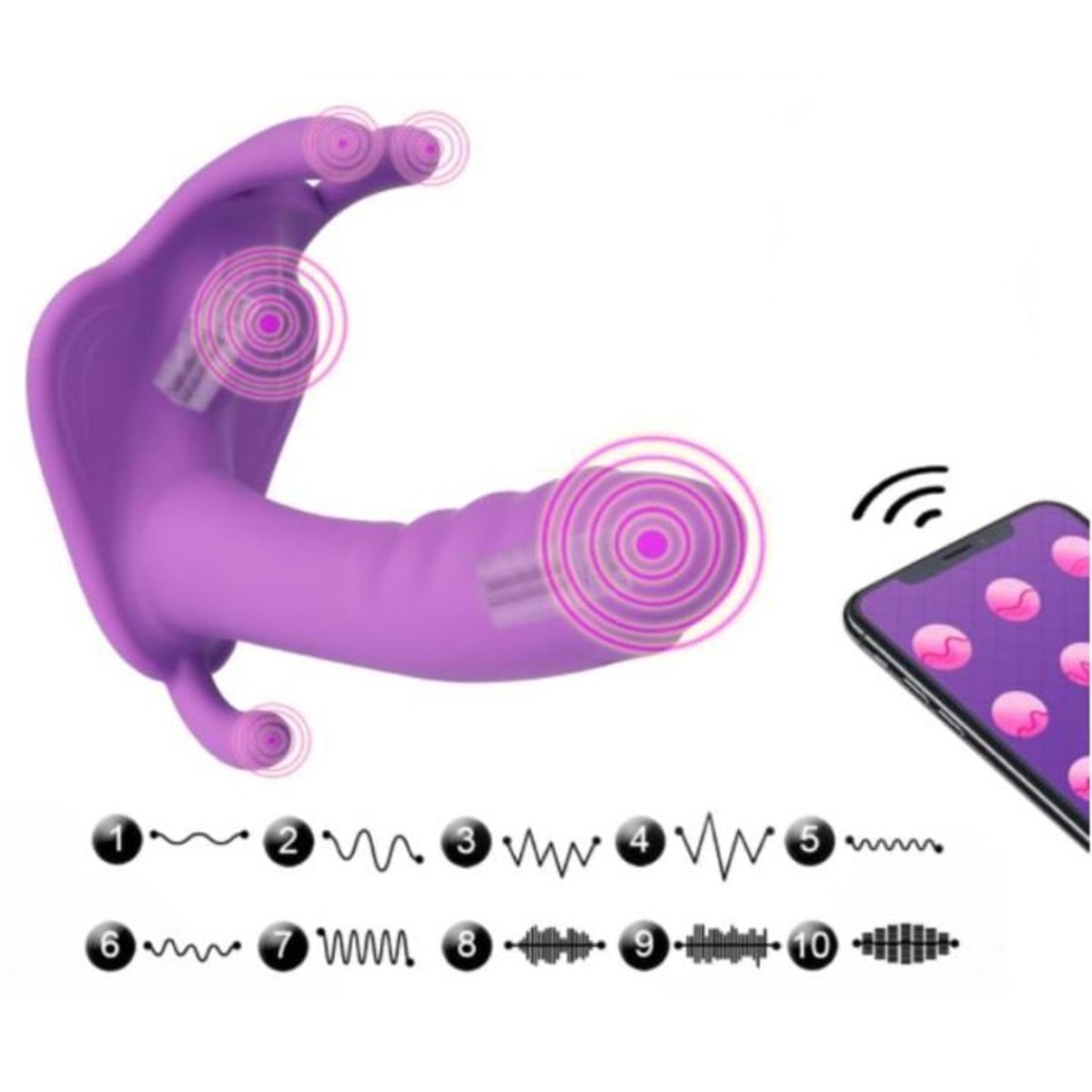 GENERICO - Vibrador Mariposa Bluetooh con APP MORADO