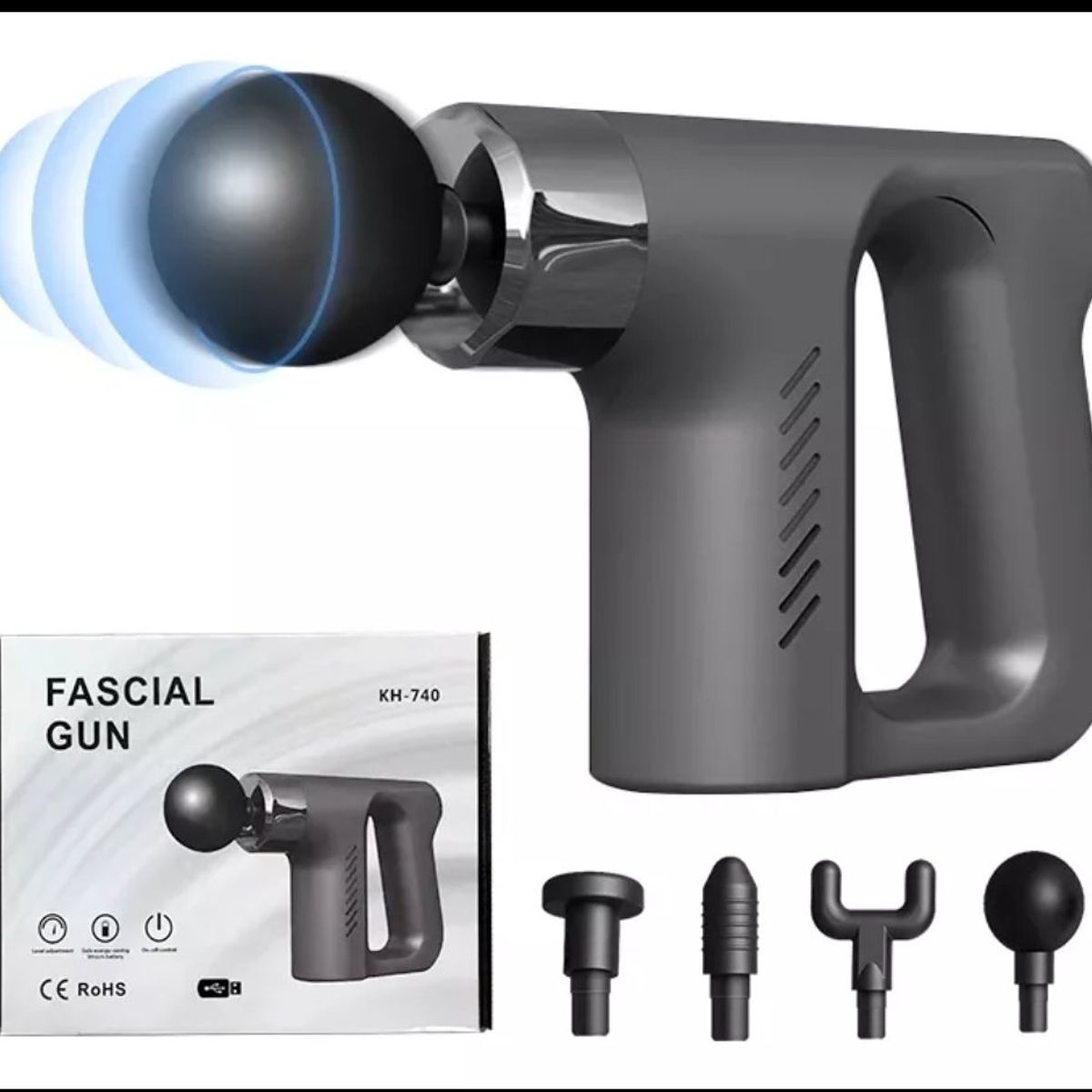 GENERICO - Masajeador Muscular Inalámbrico Facial Gun Pistola Corporal
