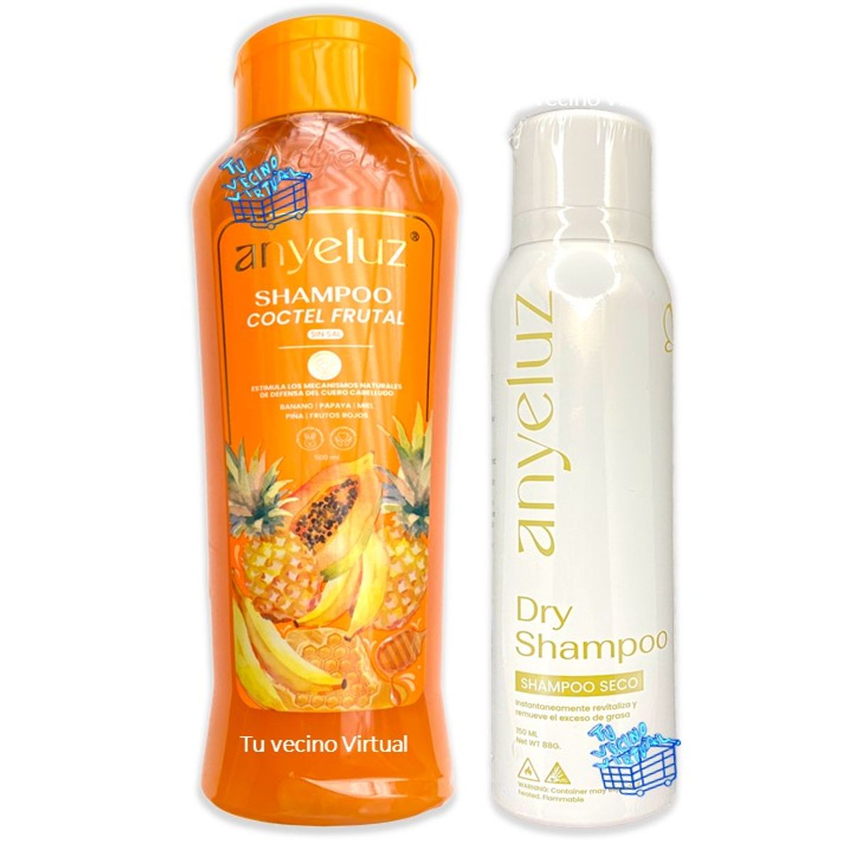 ANYELUZ - Shampoo Coctel de Frutas Y Shampoo en seco Anyeluz