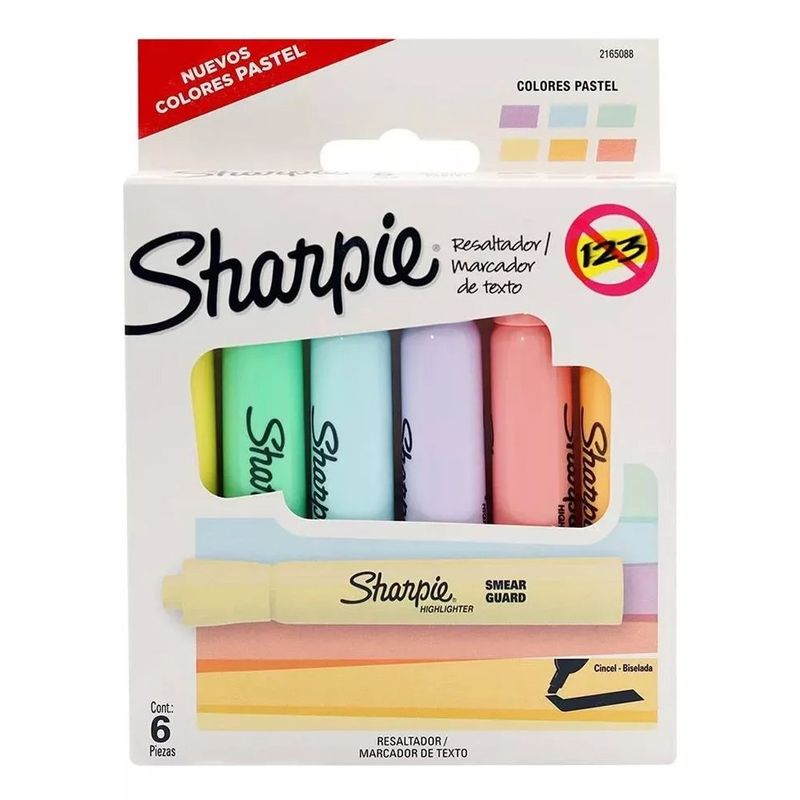 SHARPIE - Resaltador Marcador Sharpie Cx6 Colores Pastel