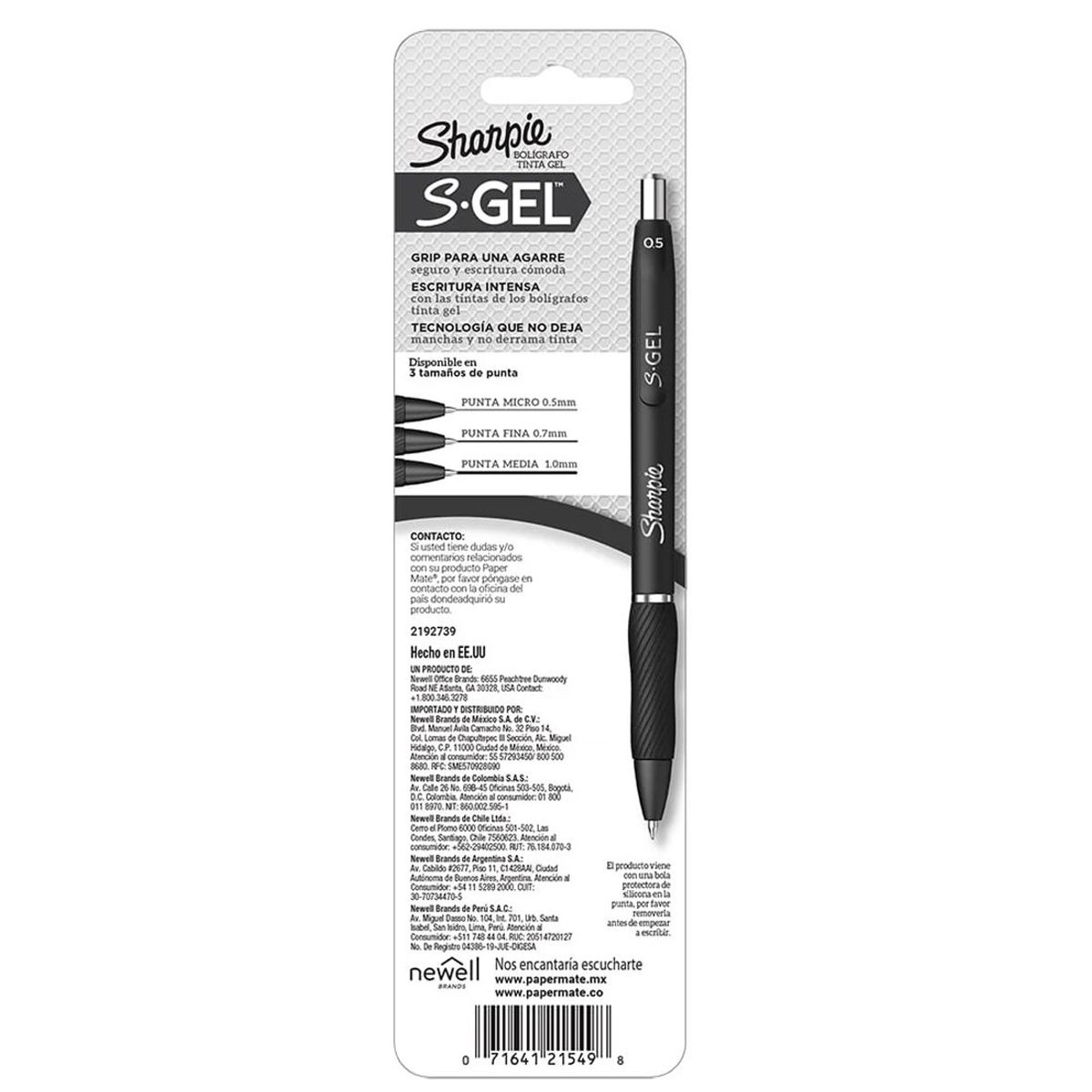 SHARPIE - Set de Bolígrafos Sharpie Punta Fina de Gel