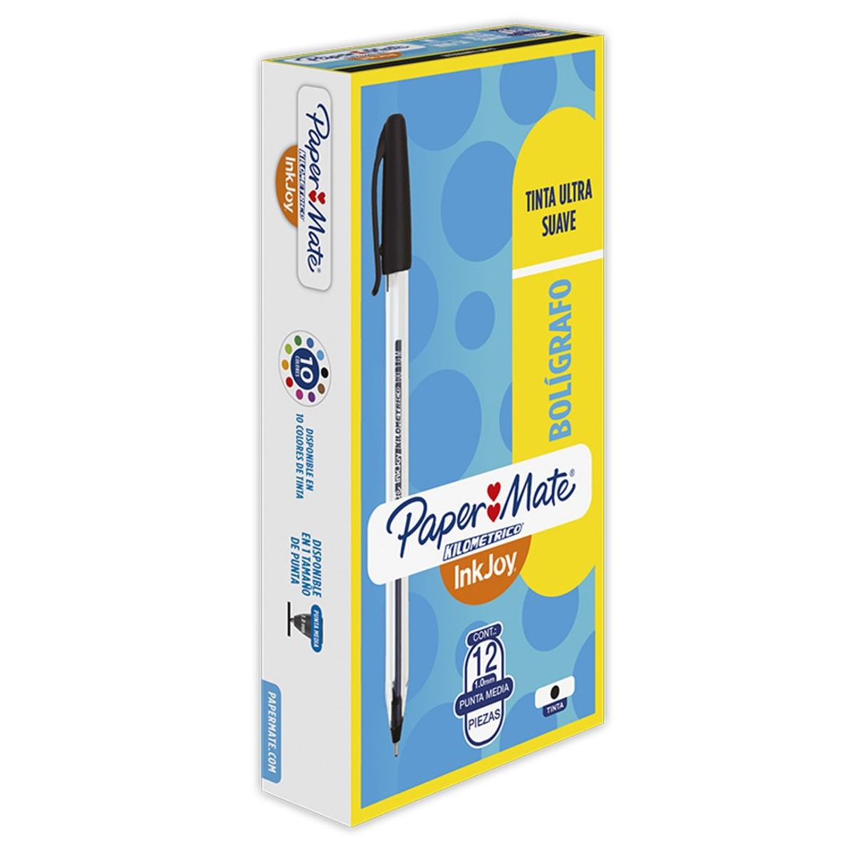 PAPER MATE - Caja De Bolígrafos Paper Mate Kilométrico Ink Joy Negro x12
