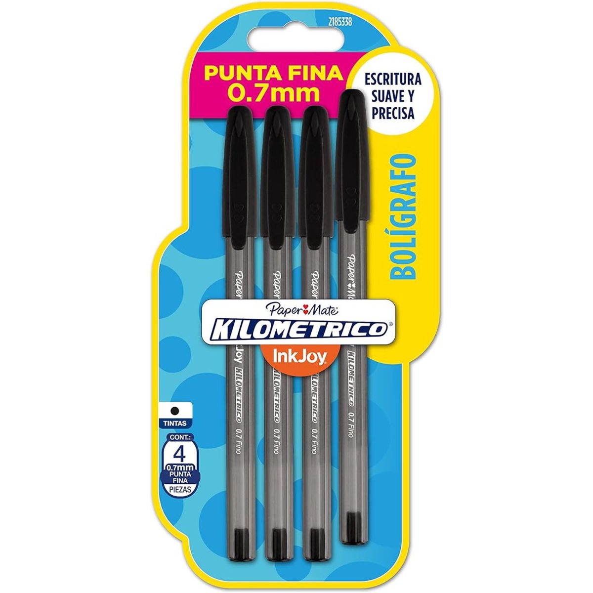 PAPER MATE - Bolígrafo Kilometrico Paper Mate Punta Fina X4 Negro