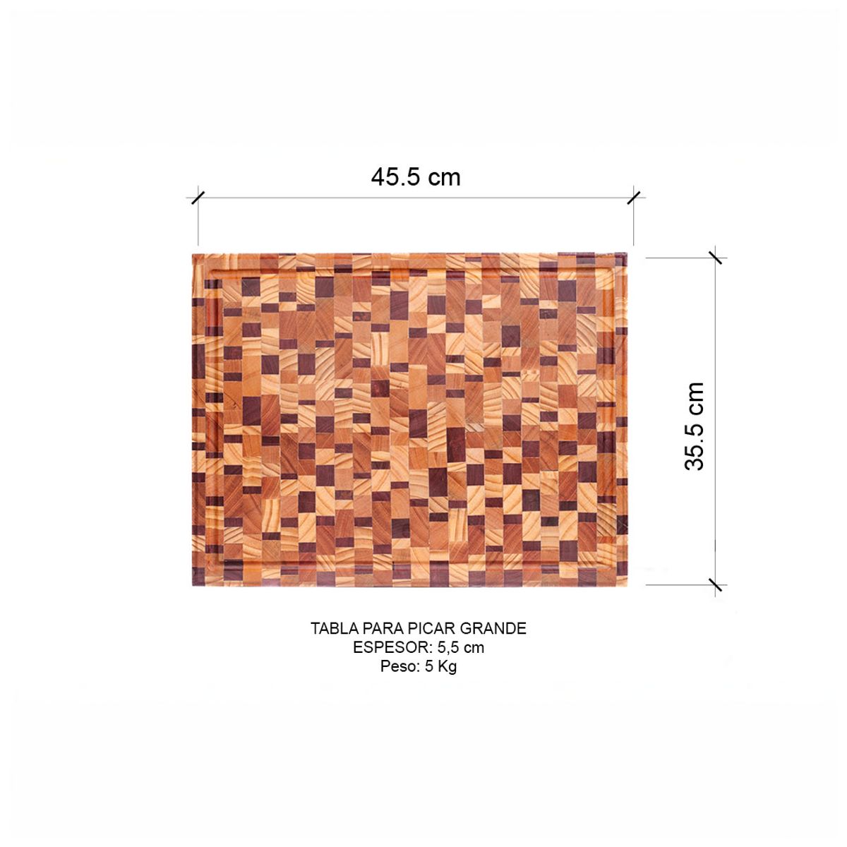 LITURGICAL ARTS & CRAFTS - Tabla Para Picar Grande Madera Prem Patron E 46cm X 35cm X 55mm 5kg