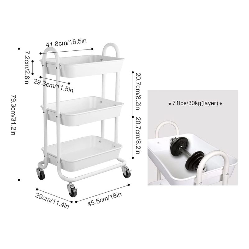 GENERICO - Carrito Organizador 3 Niveles Con Ruedas Multifuncional