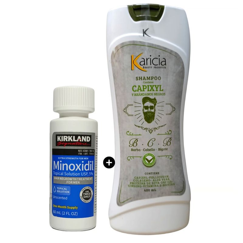 KARICIA - Combo Minoxidil kirkland Original tónico + shampoo