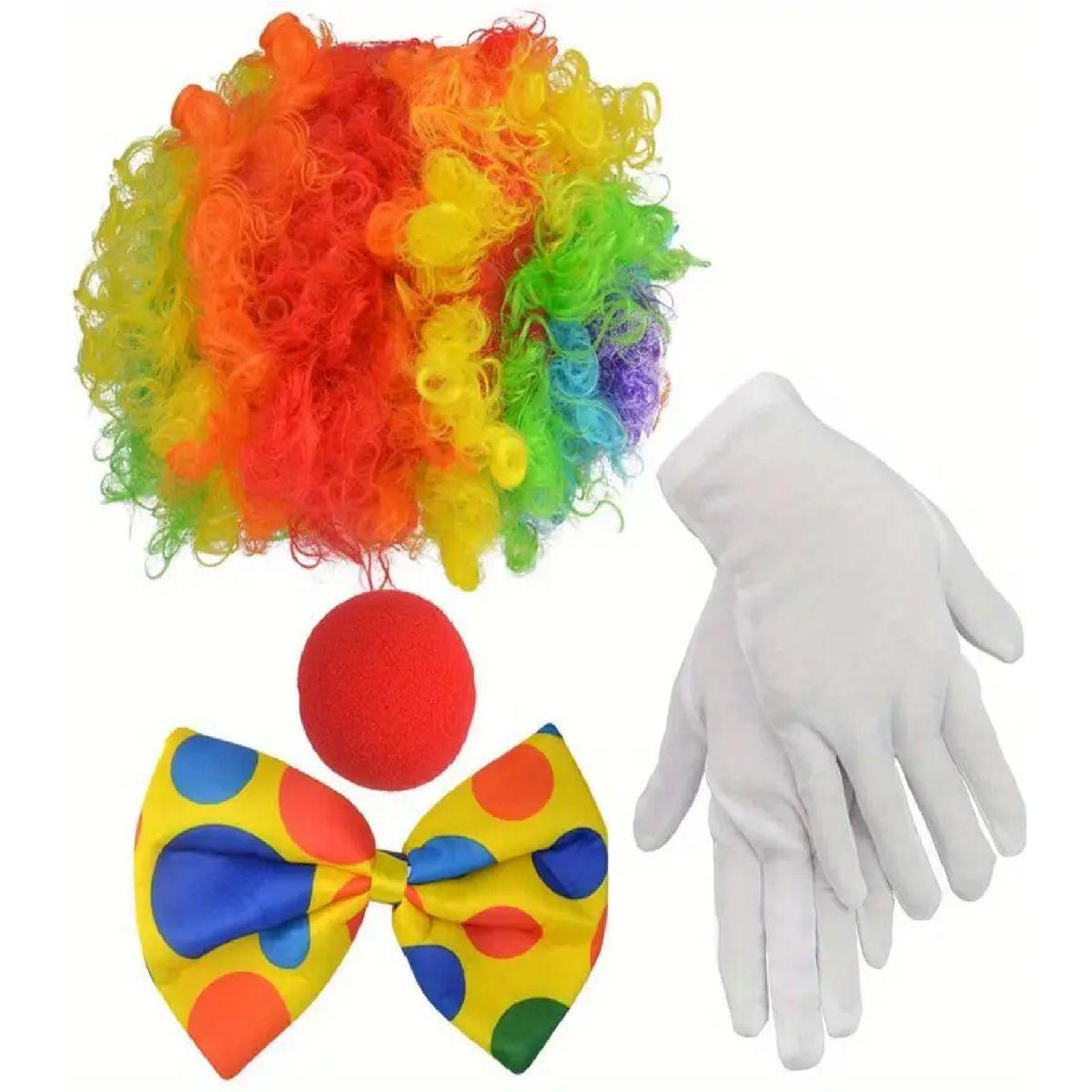 GENERICO - Disfraz De Payaso Peluca De Payasonariz Guantes Corbatin