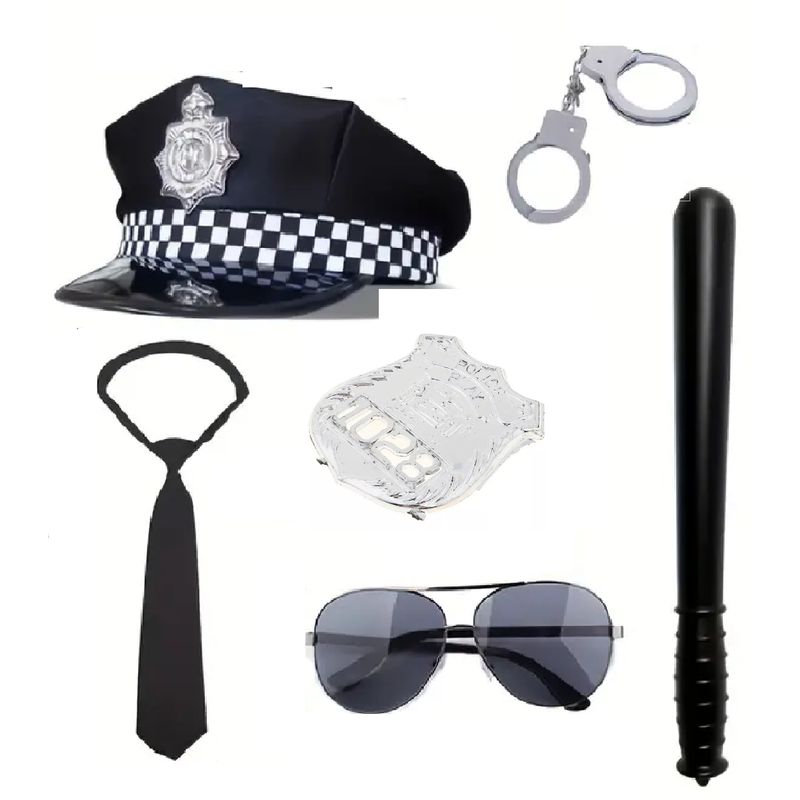 GENERICO - Accesorios De Cosplay Temática Policía Americano 6 Piezas
