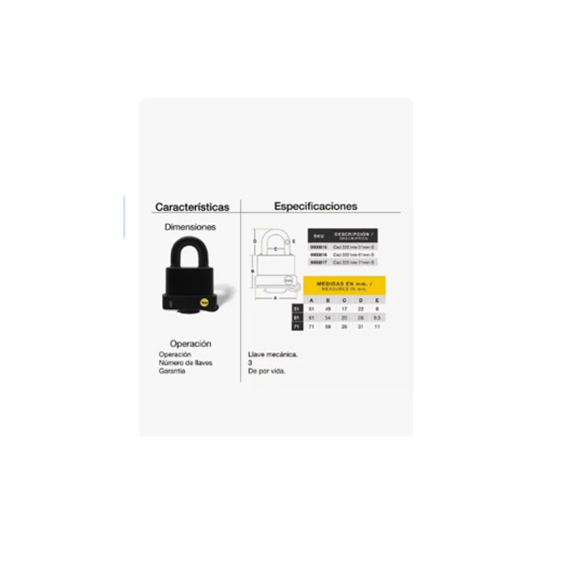 YALE - CANDADO YALE INTEMPERIE Y220/71 0008817
