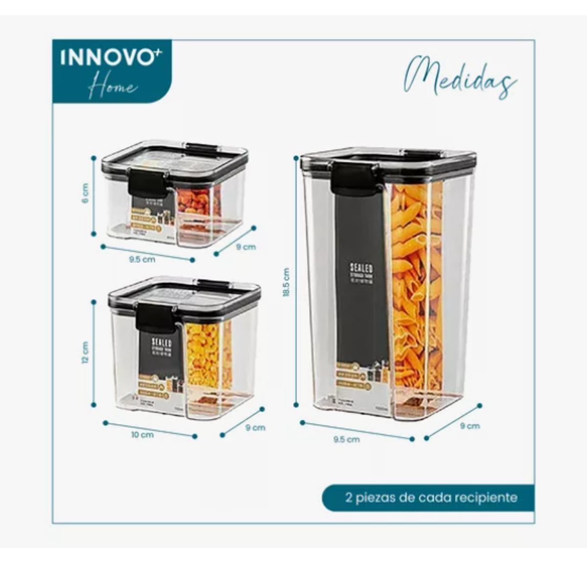 INNOVA - Recipientes Herméticos 6 Piezas Irrompibles Premium Organizadores