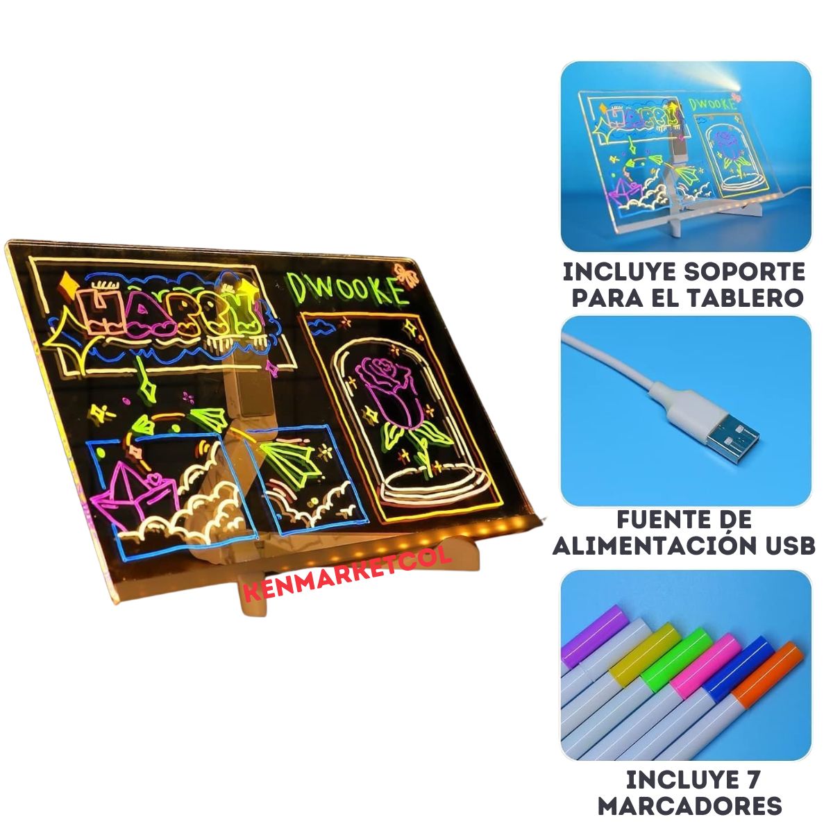 GENERICO - Tablero led para dibujar 30cm x 20 cm