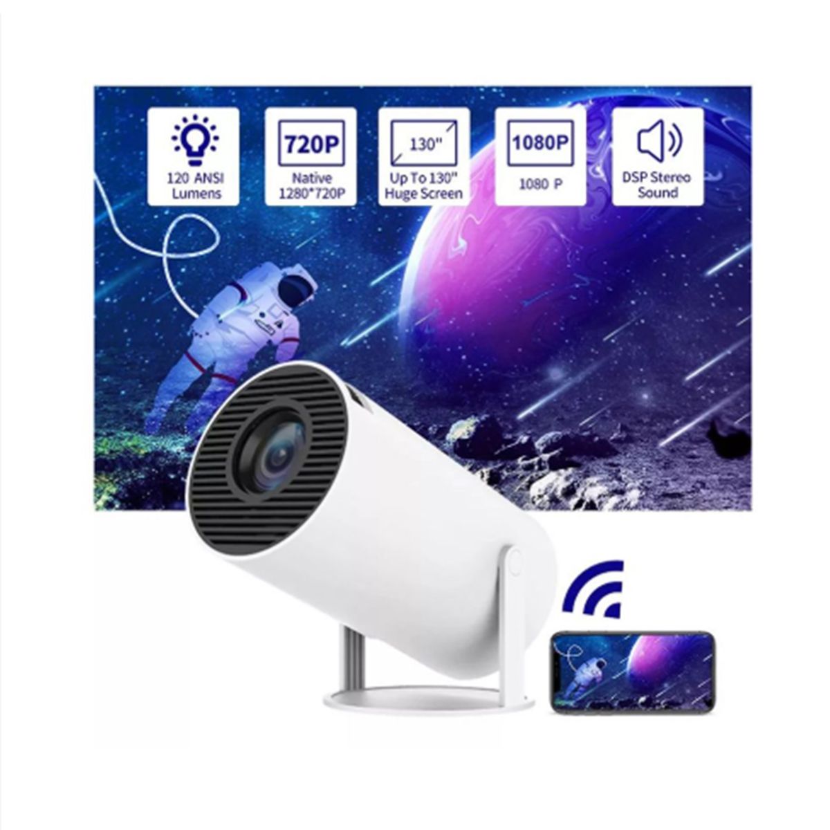 GENERICO - Proyector Mini HY300 Smart Android blanco 110V